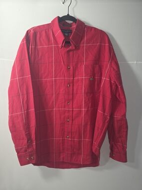 vintage 1990s Ivy Crew Classics men's red windowpane plaid button-down shirt